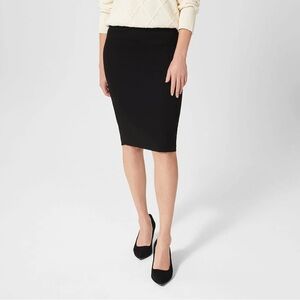 HOBBS LONDON Mel Skirt Minimalist Black Back Slit Crepe Midi Pencil Skirt